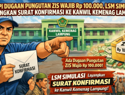 SIKAPI DUGAAN PUNGUTAN ZIS WAJIB RP 100.000, LSM SIMULASI LAYANGKAN SURAT KONFIRMASI KE KANWIL KEMENAG LAMPUNG